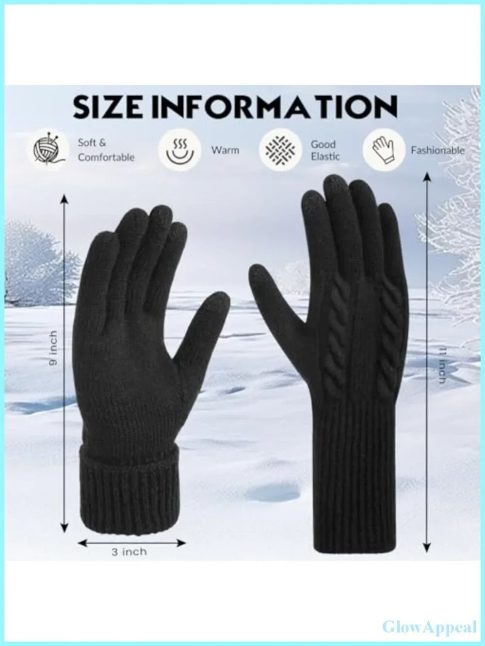 Women's Knit Winter Gloves 2 Pairs Touchscreen Fleece Lined Elastic Cuff